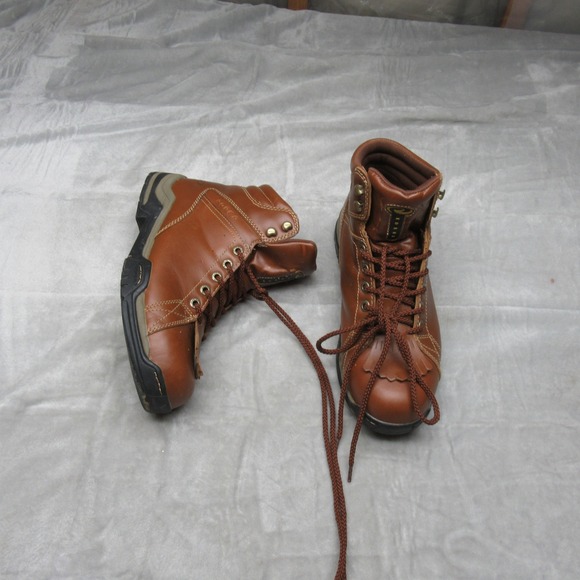 Roper Mens 11 Boots Brown Leather Rain Rugged Work Lace Up Horseshoe Calf Hike
